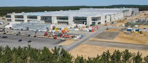 Das Baugelände der Tesla Gigafactory in Grünheide, östlich von Berlin.
