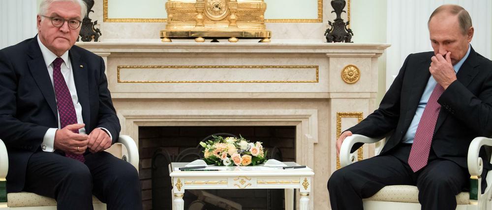 Auf Abstand: Bundespräsident Frank-Walter Steinmeier und der russische Präsident Wladimir Putin.