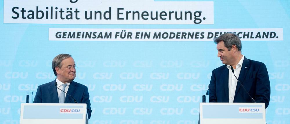 Armin Laschet, CDU-Chef und Kanzlerkandidat, und der CSU-Vorsitzende Markus Söder