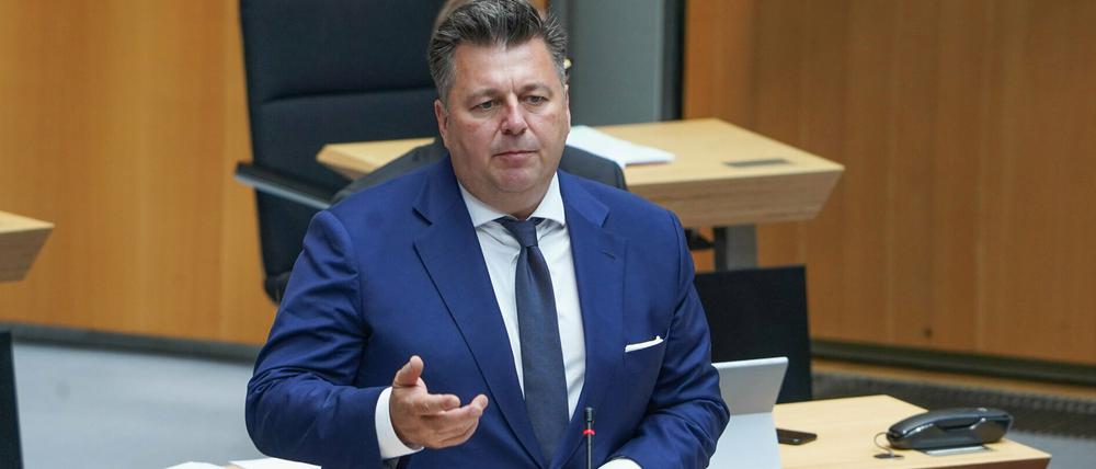 Andreas Geisel (SPD), Innensenator von Berlin, am Donnerstag im Abgeordnetenhaus.