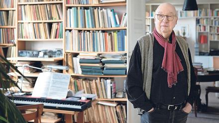 Per Videoschalte dabei. Komponist Aribert Reimann, hier 2016 in seiner Wohnung in Berlin-Charlottenburg fotografiert.