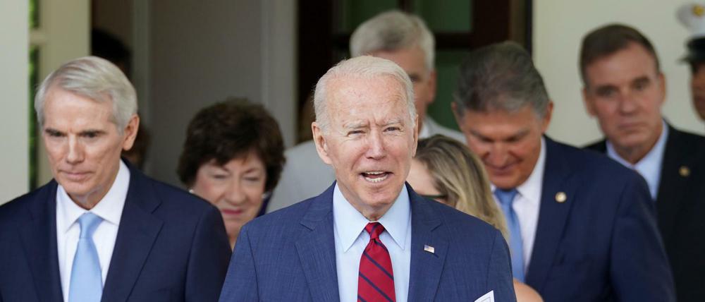 Joe Biden am Mittwoch nach einem Treffen mit hochrangigen Senatoren beider Parteien.