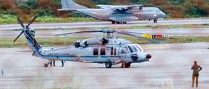 Der Helikopter des kolumbianischen Präsidenten Duque nach der Landung