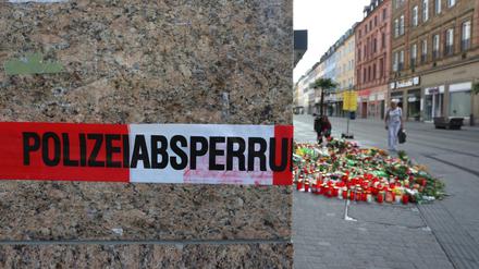 Blumen und Kerzen am Ort der Messerattacke in Würzburg 