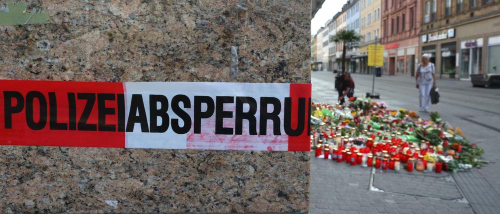 Blumen und Kerzen am Ort der Messerattacke in Würzburg 