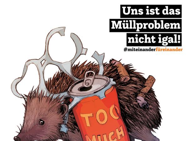 Der "Müllustrator" Fridtjof Kirste hat die Kritik der tierischen Seeanrainer in Szene gesetzt.