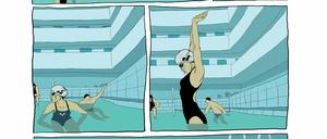 Bewegungsstudie. Eine Seite aus „Der Geschmack von Chlor“.