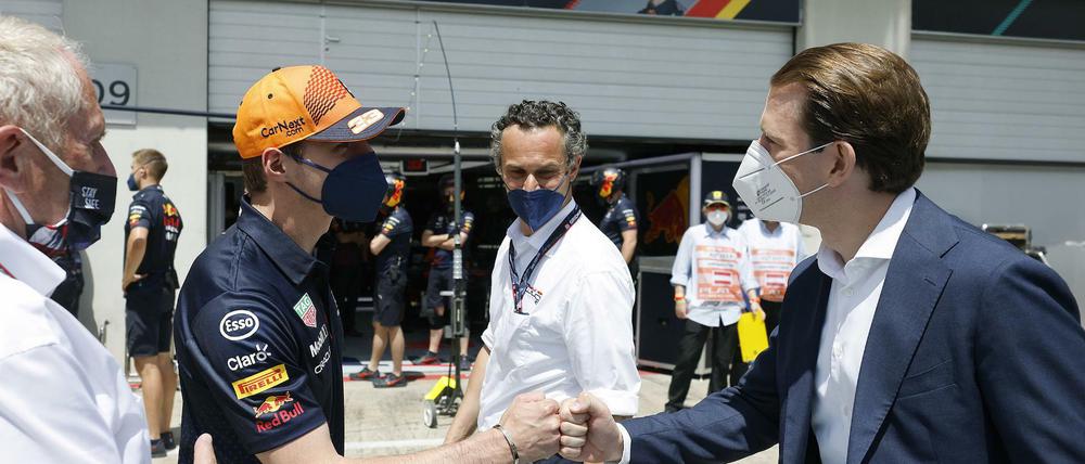 Sieger Max Verstappen und Sebastian Kurz, Bundeskanzler von Österreich. 