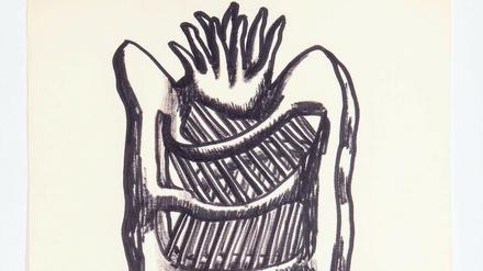 Figurative Filzstiftzeichnung von Ursula Sax aus dem Jahr 1957.