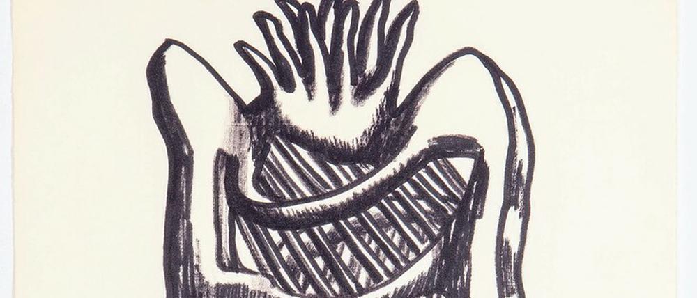 Figurative Filzstiftzeichnung von Ursula Sax aus dem Jahr 1957.