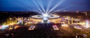 Blick auf das Olympia-Gelände in Berlin während des Lollapalooza-Festivals 2019.