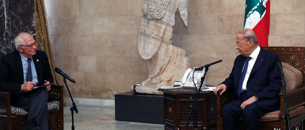 Der EU-Außenbeauftragte Josep Borell am 19. Juni beim libanesischen Präsidenten Michel Aoun. 