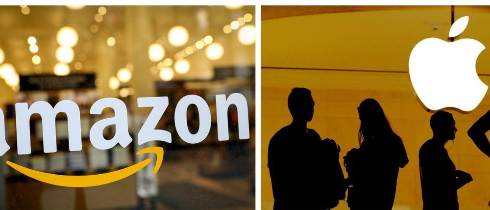 Die Logos von Amazon, Apple, Facebook und Google.