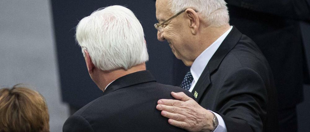 Reuven Rivlin (rechts) und Frank-Walter Steinmeier Anfang 2020 im Deutschen Bundestag.