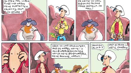 Gut gealtert: Zumindest in dieser Szene aus „Zarter Schmelz“ sieht man Lucky Luke seine 75 Jahre nicht an.