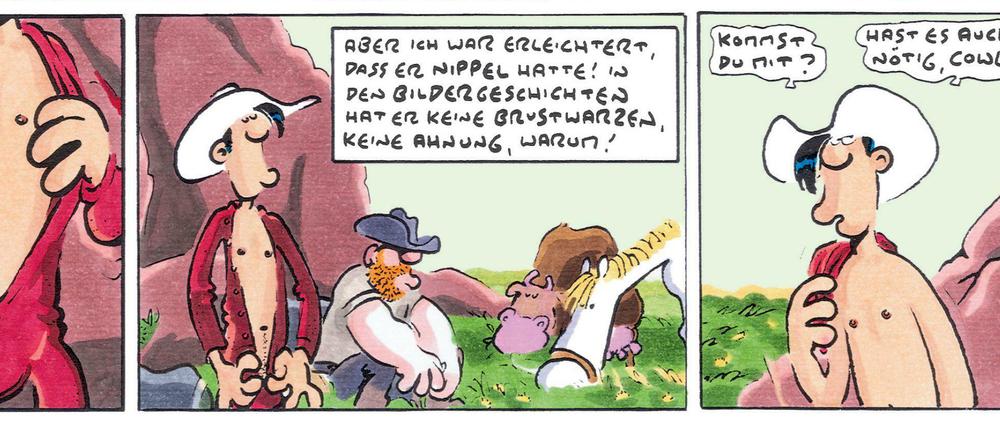 Gut gealtert: Zumindest in dieser Szene aus „Zarter Schmelz“ sieht man Lucky Luke seine 75 Jahre nicht an.