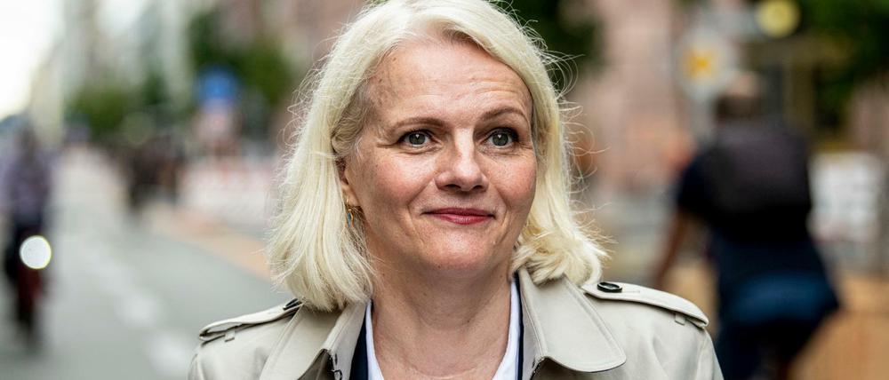 Regine Günther (Bündnis 90/Die Grüne), Verkehrssenatorin von Berlin, hier bei der offiziellen Eröffnung des autofreien Abschnitts der Friedrichsstraße im September 2020.