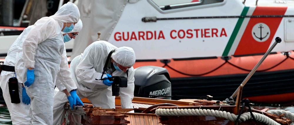 Bootsunglück auf dem Gardasee: Italienische Ermittler bei der Arbeit