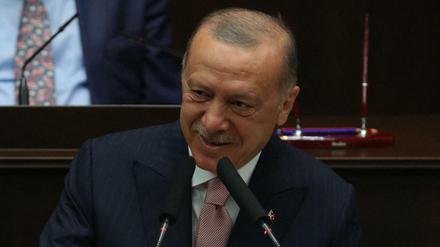 Der türkische Präsident und Führer der Partei für Gerechtigkeit und Entwicklung (AK-Partei), Recep Tayyip Erdogan
