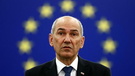 Der slowenische Regierungschef Janez Jansa am Dienstag im Europaparlament in Straßburg.