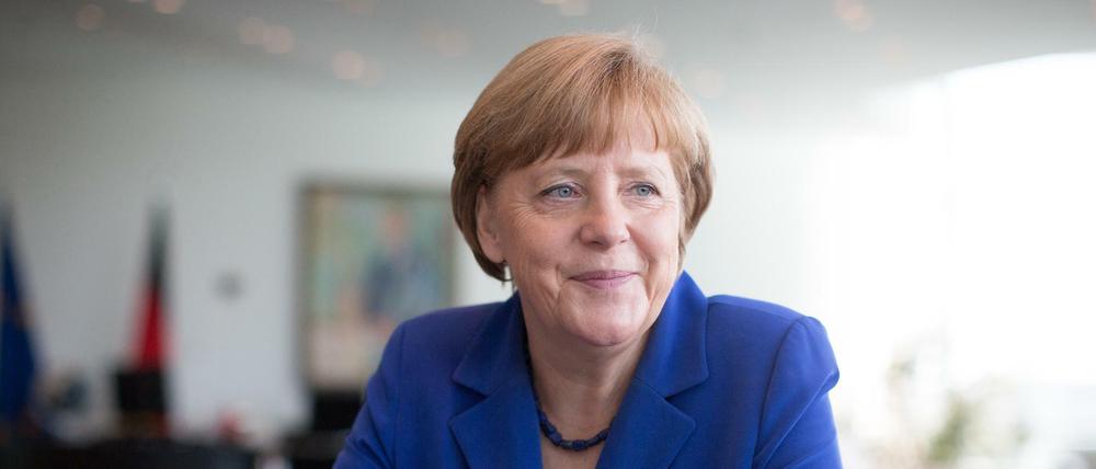 Bundeskanzlerin Angela Merkeln spricht im Bundeskanzleramt mit Journalisten.