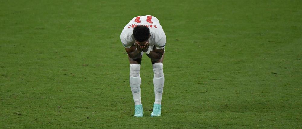 Marcus Rashford of England dejection for penalty shootouts during the UEFA EURO, EM, Europameisterschaft,Fussball 2020 Final football match between Italy and England at Wembley stadium in London England, July 11th, 2021. Photo Andrea Staccioli / Insidefoto andreaxstaccioli
