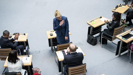 Unmittelbar nach ihrer Wahl: Franziska Giffey im Berliner Abgeordnetenhaus.