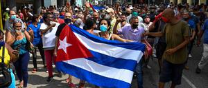 Demonstranten in Havanna (am 11. Juni 2021)