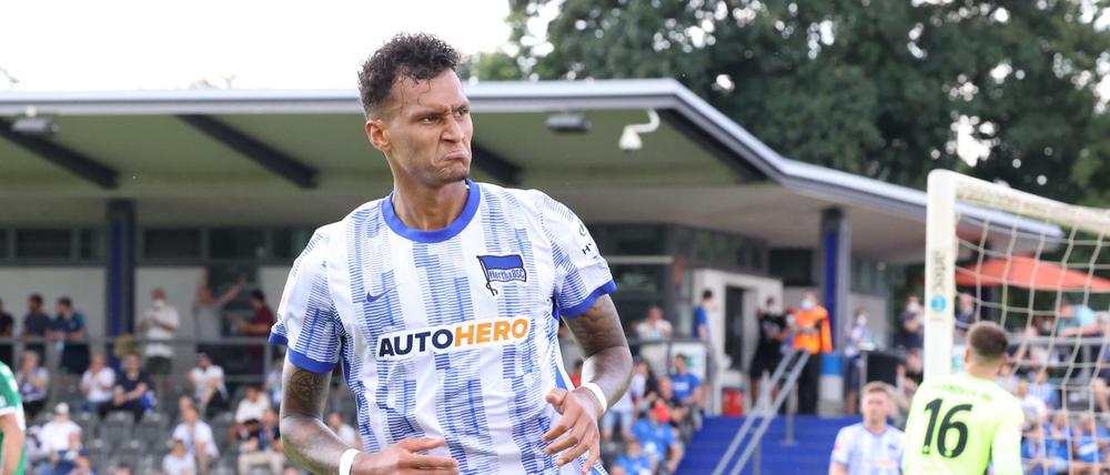 In Torlaune: Davie Selke.