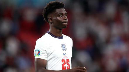 Bukayo Saka nach seinem verschossenen Elfmeter.