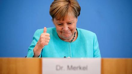 Bundeskanzlerin Angela Merkel (CDU) bei der Pressekonferenz in Berlin.