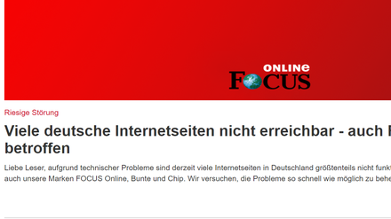 Das Nachrichtenportal informiert auf seine Seite über die Störung.