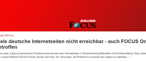 Das Nachrichtenportal informiert auf seine Seite über die Störung.