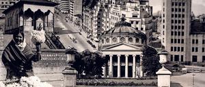 Die Realität sah anders aus: Das Bukarest des Jahres 1942 auf einer Postkarte mit Blumenfrau.