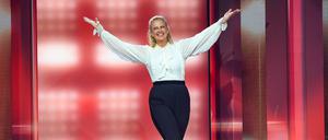 Ihren ersten Einsatz als Moderatorin von "Verstehen Sie Spaß?" im Frühjahr 2022. 