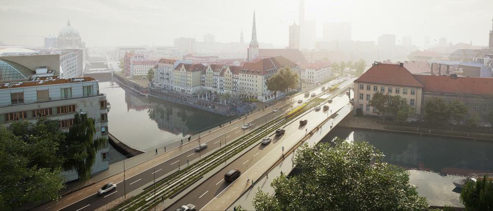 Auf der neuen Brücke sollen zunächst noch zwei Kfz-Spuren Platz finden, später nur noch eine einzige.