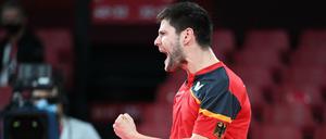 Dimitrij Ovtcharov aus Deutschland gewinnt Bronze im Tischtennis