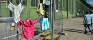 Eine Flüchtlingsunterkunft auf dem Gelände des ehemaligen Flughafens Tempelhof.
