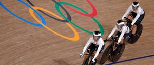 Die deutschen Fahrerinnen im Izu Velodrome.