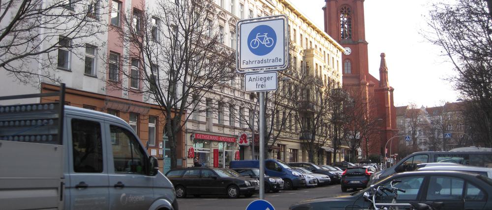 Die Fahrradstraße Stargarder Straße.