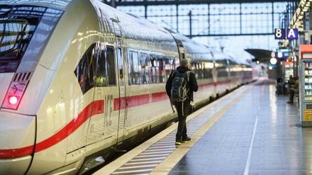 Ein Reisender im Frankfurter Hauptbahnhof