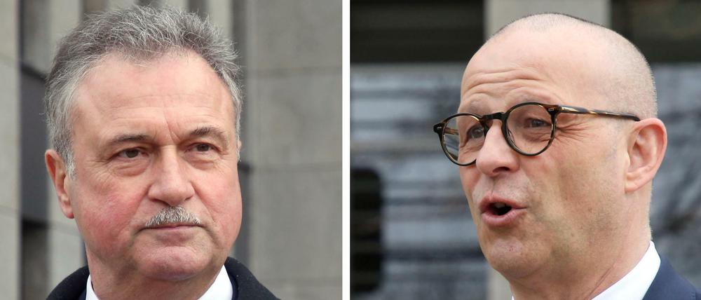 Claus Weselsky (l), Vorsitzender der GDL, und Martin Seiler, Personalvorstand der DB