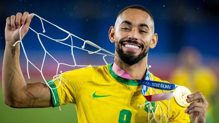 Goldenes Lächeln. Matheus Cunha ist als Olympiasieger aus Tokio zu Hertha BSC zurückgekehrt.