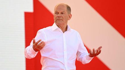 SPD-Kanzlerkandidat Olaf Scholz bei einer Wahlkampfveranstaltung in Bonn. 