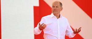 SPD-Kanzlerkandidat Olaf Scholz bei einer Wahlkampfveranstaltung in Bonn. 