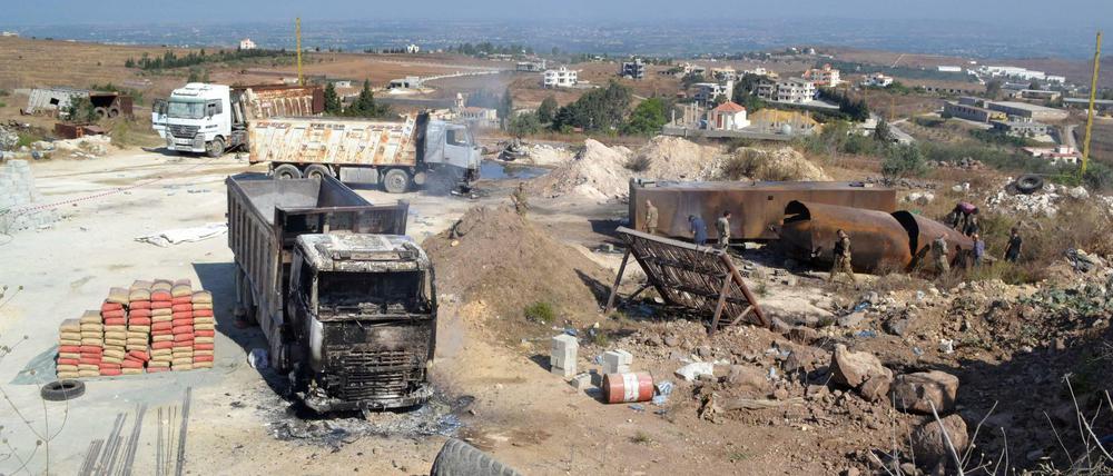 Explosion in einem Tanklager im Libanon: Trümmer am Morgen nach dem Unglück