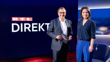 Moderator Jan Hofer konnte in der Premiere von "Berlin Direkt" als Studiogast Annalena Baerbock, Kanzlerkandidatin von Bündnis90/Die Grünen, begrüßen. 