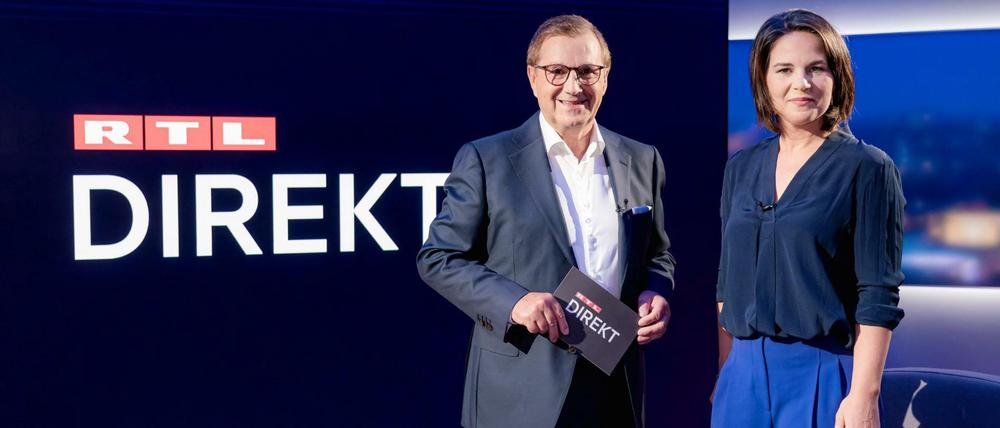 Moderator Jan Hofer konnte in der Premiere von "Berlin Direkt" als Studiogast Annalena Baerbock, Kanzlerkandidatin von Bündnis90/Die Grünen, begrüßen.