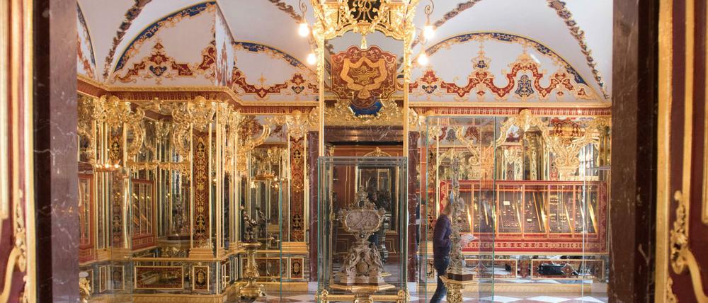Das Juwelenzimmer im Historischen Grünen Gewölbe im Dresdner Schloss der Staatlichen Kunstsammlungen Dresden (SKD). (Archivbild)
