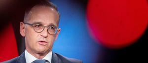 Heiko Maas (SPD), Außenminister, auf einer Pressekonferenz zu den Evakuierungsmaßnahmen am Flughafen Kabul im Auswärtigen Amt.